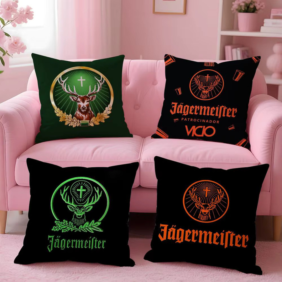 J-Jager-M-meisters S Kissenbezug aus Plüsch in Schwarz mit doppelseitigem Grafikdruck, quadratisch, 30 x 30 cm - Bild 2