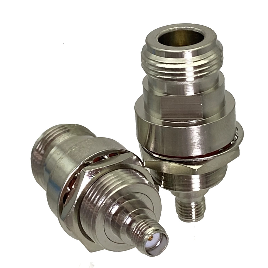SMA zu SMA Adapter Set mit Stecker und Buchse M16 HF Koaxial-Adapter in Silber für Radio-Antennen und Kabelklemmen - Bild 1