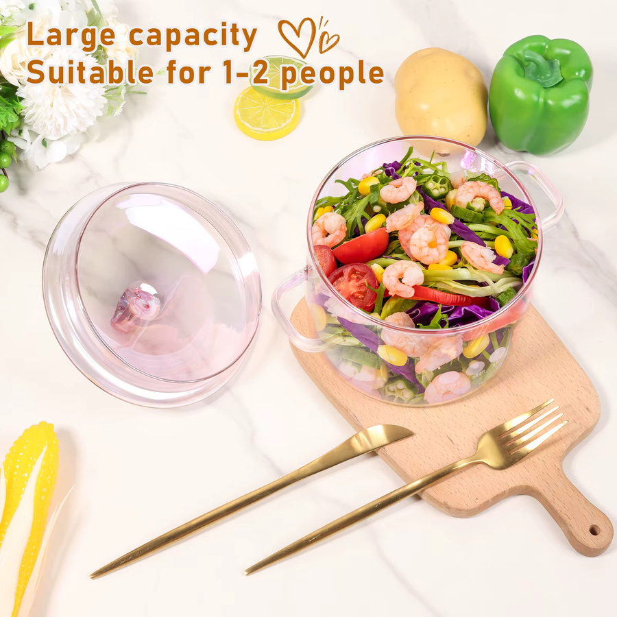 Willstar Kochtopf aus Glas mit Deckel und Griff, 1,5 l, pink, transparent - Bild 2