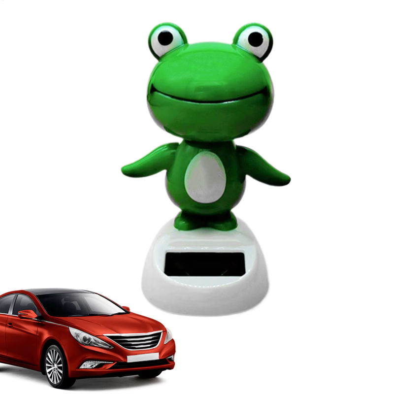 Solarbetriebener Wackelkopf Frosch als animiertes Auto-Ornament in Grün aus Kunststoff - Bild 3