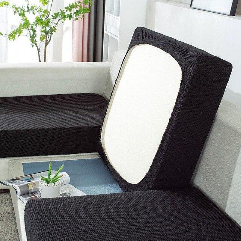 Lucky Black Cat wasserdichter Stretch-Jacquard-Kissenbezug mit Karomuster in Dunkelgrau für dein Sofa - Bild 11