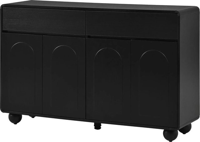 Merax Sideboard mit geschwungenen Türen in Schwarz aus MDF und Metall - Bild 1