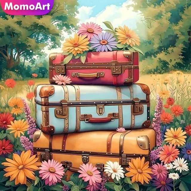 Momoart Diamantmalerei Gänseblümchen Blumen Landschaft DIY Mosaik Stickerei in Mehrfarbig, Breite: 20 cm, Höhe: 20 cm - Bild 1