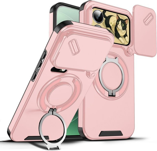 Magnetische Schutzhülle mit Schiebeobjektivschutz für Xiaomi 17 Pro Max, 15T Pro, 14T Pro und Mi17 Pro in Pink - Bild 1