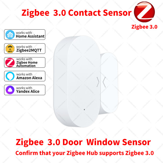 Zigbee 3.0 Kontaktsensor für Tür und Fenster in Weiß, kompatibel mit Home Assistant, Alexa und Zigbee2MQTT (Zigbee-Hub erforderlich) - Bild 1