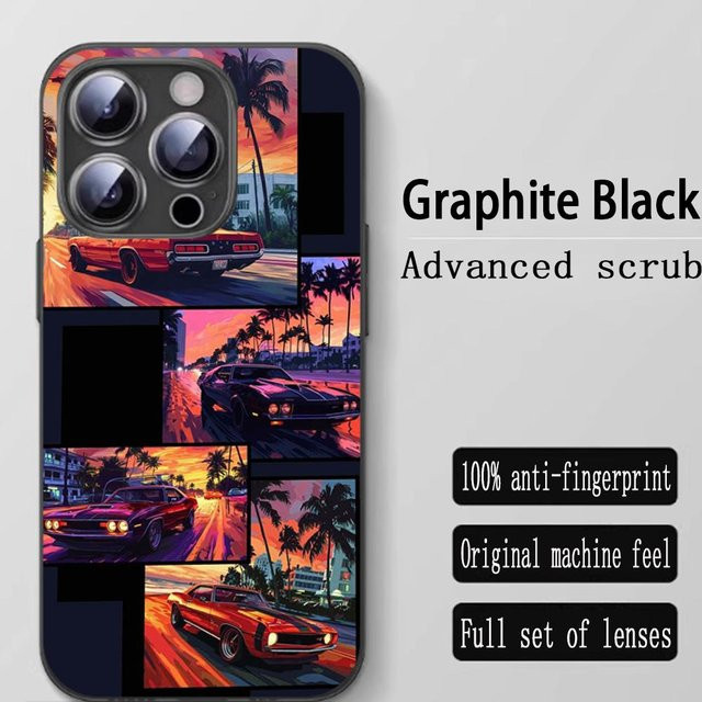 Stoßfeste Handyhülle mit GTA 6 Muster Design für Apple iPhone 11 bis 16 Pro Max in Schwarz und Multicolour - Bild 1