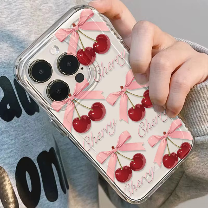 Ojeleye Handyhülle Süße Kirsche Transparent für iPhone 11 bis iPhone 17 Pro Max und weitere Modelle - Bild 4