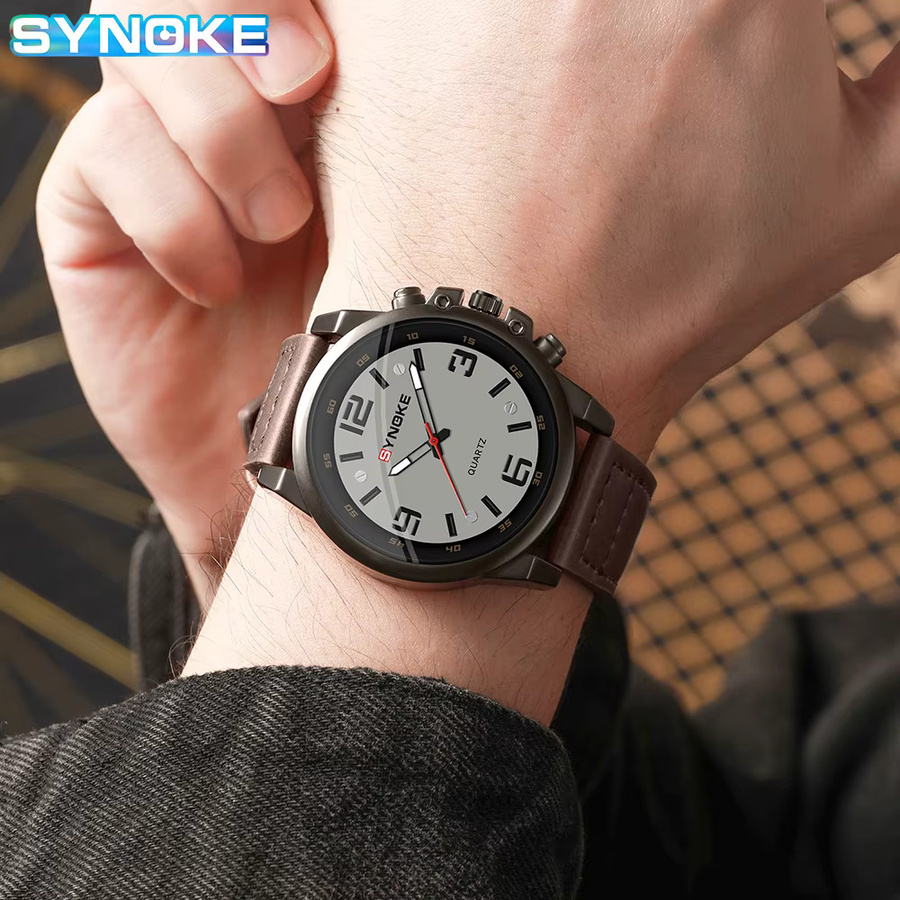 SYNOKE Armbanduhr, Quarz, Leder, Schwarz, Herren - Bild 3