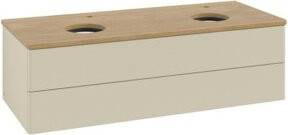 V&B Antao Waschtischunterschrank mit integrierter LED-Beleuchtung, Wandmontage, Eiche honig lackiert, B/T/H: 120 x 50 x 36 cm - Bild 1
