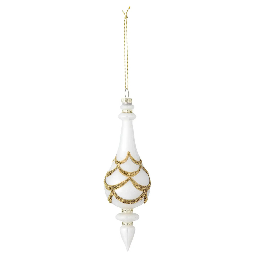 Bloomingville Weihnachtsornament Hisar aus Glas in Weiß und Gold - Bild 1