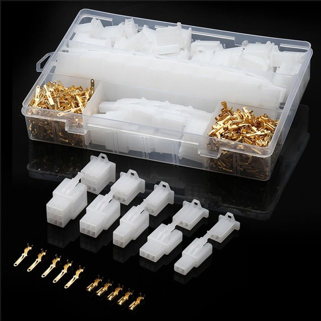 580-teiliges Set mit 50 Sätzen elektrischen Kabelsteckern und Terminals für Auto und Motorrad, 2,8mm mit 2, 3, 4, 6 und 9 Pins, mehrfarbig - Bild 1