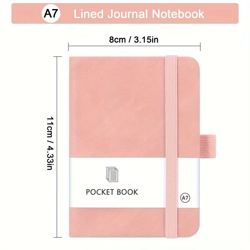 2 Stück A7 Mini-Notizbuch Set mit Stifthalter, liniertes Hardcover aus Kunstleder in Multicolor, Notizblock für Schule und Büro - Bild 3