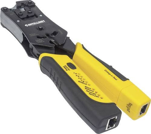 Intellinet 780124 Universal Crimpwerkzeug und Kabeltester zum Schneiden, Abisolieren, Crimpen und Testen in Multicolor - Bild 1