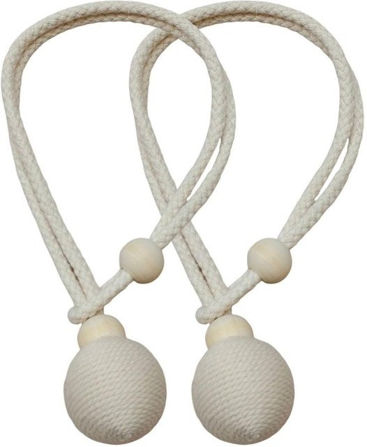 2er Set DZrongt Gardinen Raffhalter aus Baumwoll-Leinen in Beige, Länge: 40 cm - Bild 1