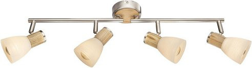 Globo Spot GYLFI Deckenstrahler aus Metall und Holz in Nickel matt mit Opal Glas, B/H/T: 9 x 15,5 x 60 cm - Bild 1