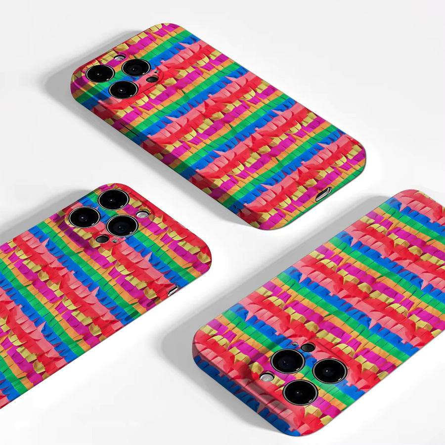 iPhone Hülle mit buntem Origami-Muster von Potdemiel, doppelschichtige Rückabdeckung für iPhone 17 16 15 14 13 12 Pro Max Plus, Multicolor - Bild 2