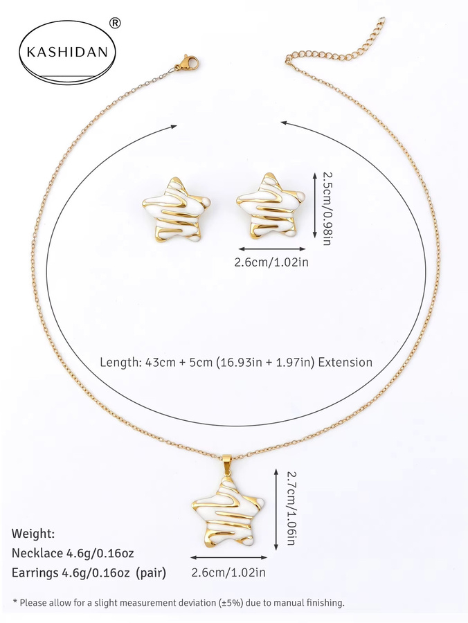 KASHIDAN Schmuck-Set, Ohrstecker und Halskette, Edelstahl, Gold, Damen - Bild 2