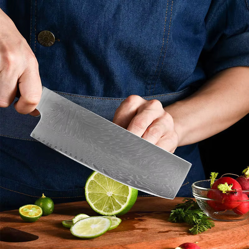 InLeung Damast-Küchenmesser zum Entbeinen, handgeschmiedetes Allzweckmesser mit Holzgriff für Fleisch und Obst - Bild 4