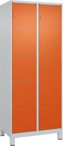 C+P Schließfachschrank Classic PLUS mit Füßen, 2 Abteile, Grau und Reinorange, B/T/H: 80 x 50 x 195 cm - Bild 1