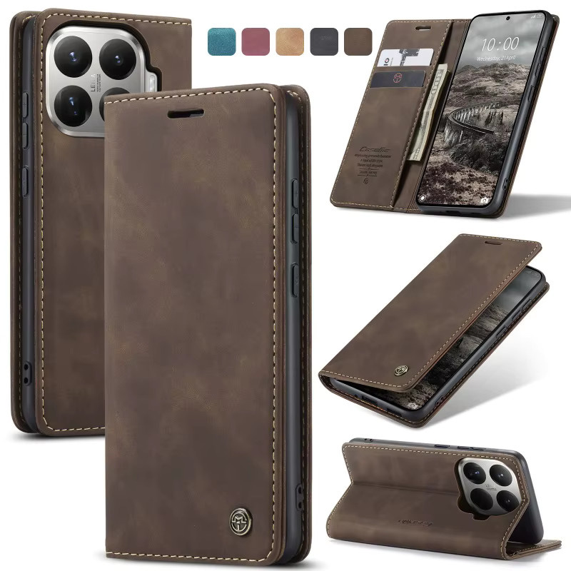CaseMe Retro Magnetische Flip Hülle aus PU Leder für Xiaomi 15, 15 Pro, 15T Pro und 15 Ultra in Blau oder Braun - Bild 6