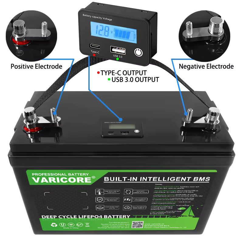 VariCore 12V 120Ah LiFePO4 Akku-Pack, 12,8V Lithium-Batterie in Schwarz für Wohnmobile, Golfcarts und Solar- sowie Windanlagen - Bild 3