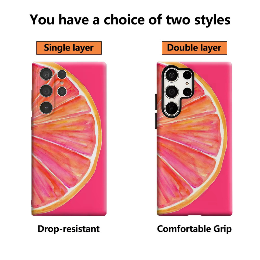 Potdemiel Handyhülle mit Aquarell-Grapefruit-Design in Pink für Samsung Galaxy S25 Ultra, S24 und S23 Ultra Plus mit glänzender doppellagiger Rückseite - Bild 2