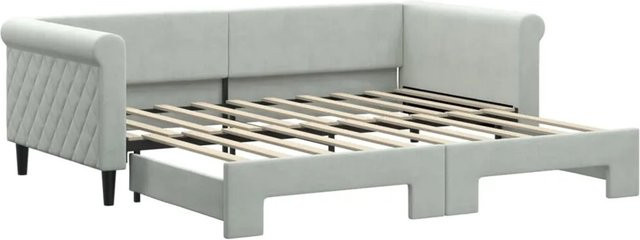 vidaXL Tagesbett ausziehbar in Hellgrau mit Samtbezug B/T/H: 90 x 190 cm - Bild 1