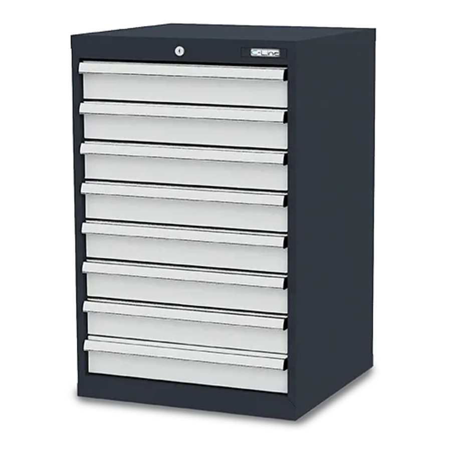 Simplaflex Schubladenschrank aus Stahlblech mit 8 Schubladen, Grau/Anthrazit, B/T/H: 60 x 57,5 x 92 cm - Bild 2