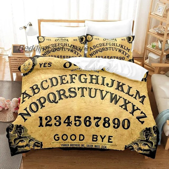 Binchi Outdoor Product Ouija-Brett Bettwäsche-Set mit 3D-Druck, Gelb, B/H: 135 x 200 cm - Bild 1