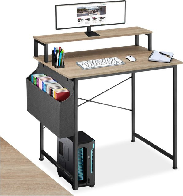 tectake Schreibtisch im Industrial Style aus Holz und Metall in Eiche Sonoma, B/T/H: 80 x 55 x 90 cm - Bild 1