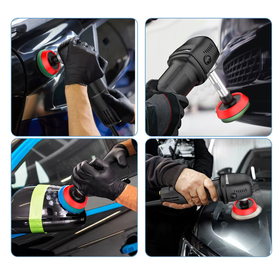 DWiusty Mini-Poliermaschine Rotationspolierer für die Autopflege in Schwarz mit 27 Polierpads und M14-Gewinde-Verlängerungsstangen (75mm, 100mm, 140mm) - Bild 6
