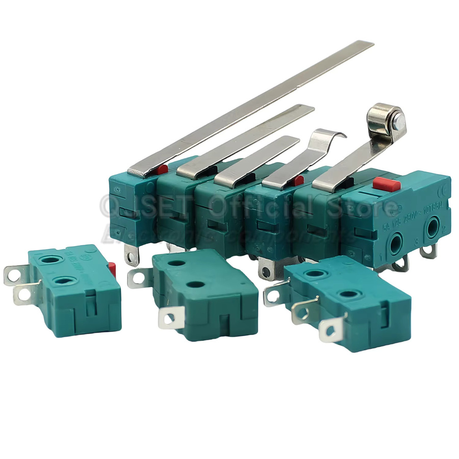 5 Stück Mikroschalter KW12 mit Silberkontakten, 5A 250V, Grüner Reiseendschalter, 2Pin oder 3Pin, KW11-3Z-2 mit geradem oder gebogenem Griff/Roller - Bild 3