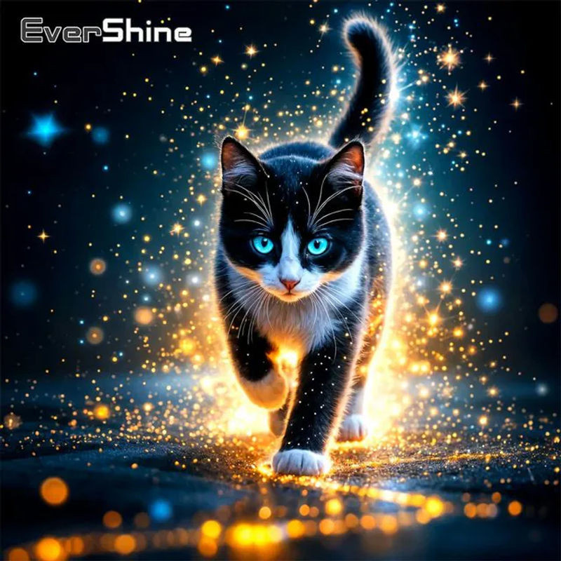 Evershine 5D Diamant-Stickerei Mosaik-Katze als DIY Strass-Bild in Mehrfarbig - Bild 1