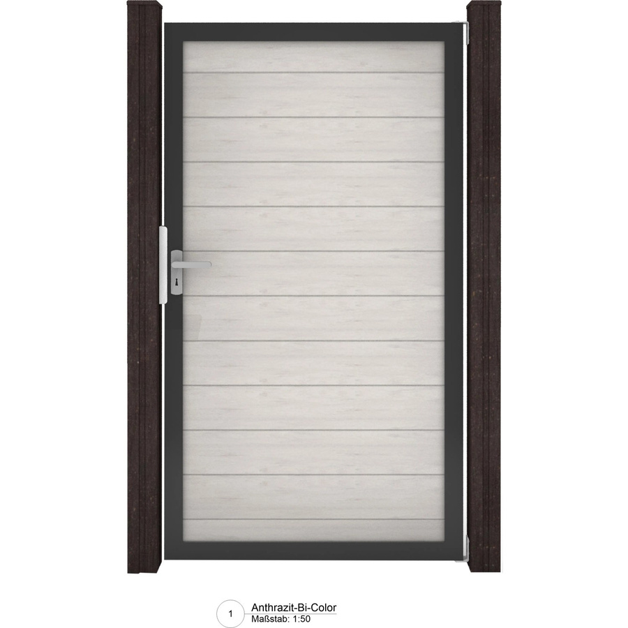 GroJa Solid SteckzaunTor Swing Single Gate Bi-Color Sand Anthrazit Sondermaß bis max. Breite: 150 cm, Höhe: 180 cm - Bild 2