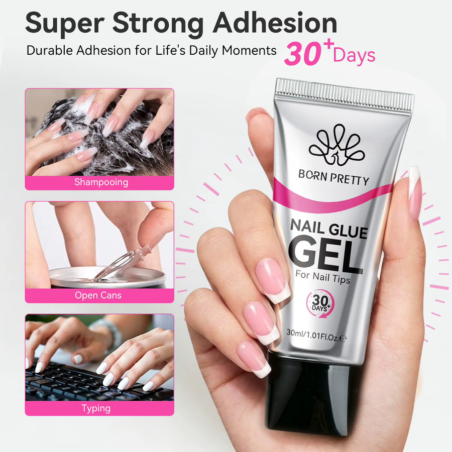 BORN PRETTY 3-in-1 Nagelkleber-Gel-Lack, 30 ml, Transparent, Glänzend - Bild 2