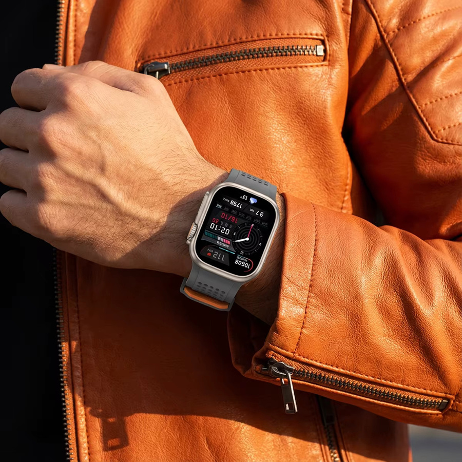 CHIICSMART Silikonarmband + Hülle für Apple Watch 44 mm, Schwarz, Unisex - Bild 2