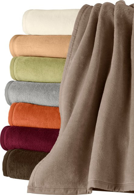 Wohndecke Biederlack in Braun aus Baumwolle und Fleece, Breite: 150 cm - Bild 1