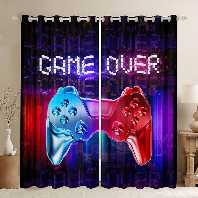 Yiran Furniture Gaming-Vorhang-Set für Kinder und Gamer, 2-teilig, grün, B: 60 cm, H: 60 cm - Bild 1