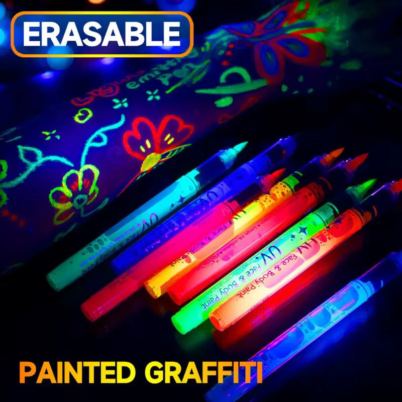 Haile Fluoreszierende Marker Set, 8 Stück bunte Leuchtstifte für kreative Gesichtsbemalung und Kinder - Bild 6