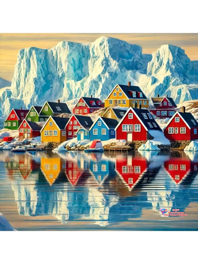 Iceberg 5D DIY Diamantmalerei-Set Bunte Häuser in Multicolor mit runden Diamanten für Wanddeko und Kunsthandwerk - Bild 3