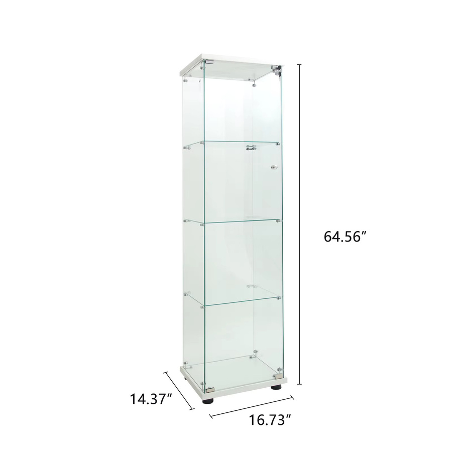 Anajqaqia 4-stufige Glas-Vitrine in Weiß, abschließbare und staubdichte Vertikalvitrine mit gehärteten Glaspaneelen, freistehendes Aufbewahrungsregal für Sammlerstücke und Wohnzimmerdekoration - Bild 5