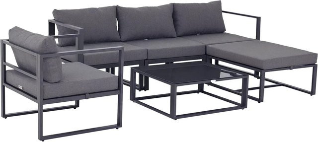 Outsunny Garten Sitzgruppe 6-teiliges Gartenset mit Kissen für 4–5 Personen aus Aluminium und Polyester in Grau B: 73 cm, T: 65 cm, H: 63 cm - Bild 1