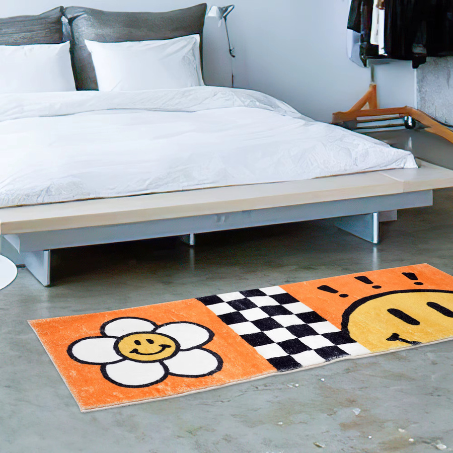 VIKAMA Patchwork-Teppich mit Smiley-Gesicht in Multicolour, Kaschmirimitat, Rechteckig, B/T: 120 x 40 cm - Bild 2