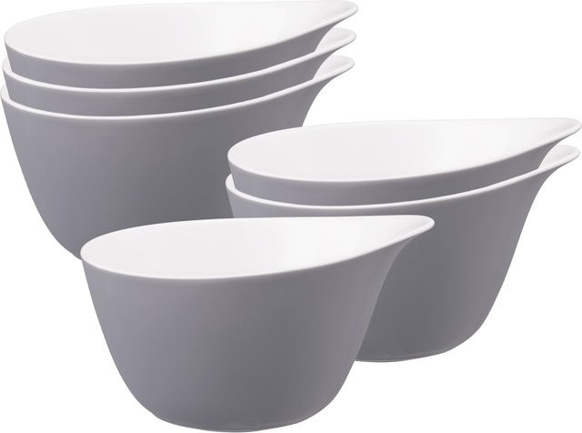Seltmann Weiden Müslischalen Life Fashion Stoneware 6er Set Grau und Weiß B: 16 cm, T: 14 cm - Bild 1