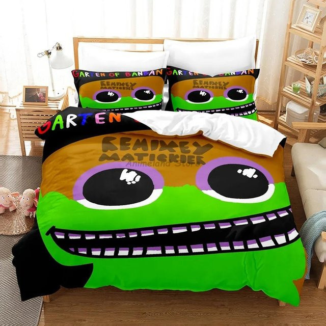 Jinmeige Bettwäsche-Set für Kinder mit 3D-Gaming-Muster in Grün, bestehend aus Bettbezug und Kissenbezug, B/H: 135 x 200 cm - Bild 1