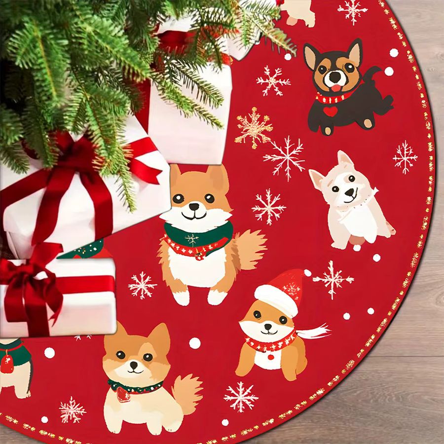 Vikama Weihnachtsbaumrock im klassischen Stil mit süßem Hund-Motiv für deine Weihnachtsdekoration - Bild 3