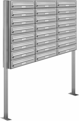 AL Briefkasten für 24 Parteien, freistehendes Briefkasten-System in Silber, B/H/T: 153,492 x 170,0 x 27,5 cm - Bild 1