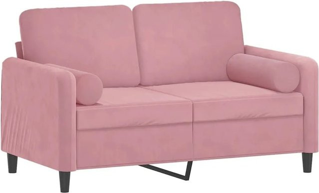 vidaXL 2-Sitzer-Sofa aus Samt mit Zierkissen in Rosa, Breite: 138 cm, Tiefe: 80 cm, Höhe: 77 cm - Bild 1