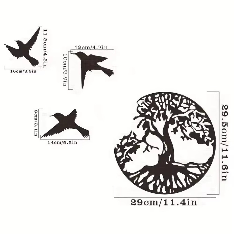 HELLOYOUNG Baum des Lebens Wanddekoration aus Metall in Schwarz, runder Metall-Wandbehang für Garten und Hof - Bild 2