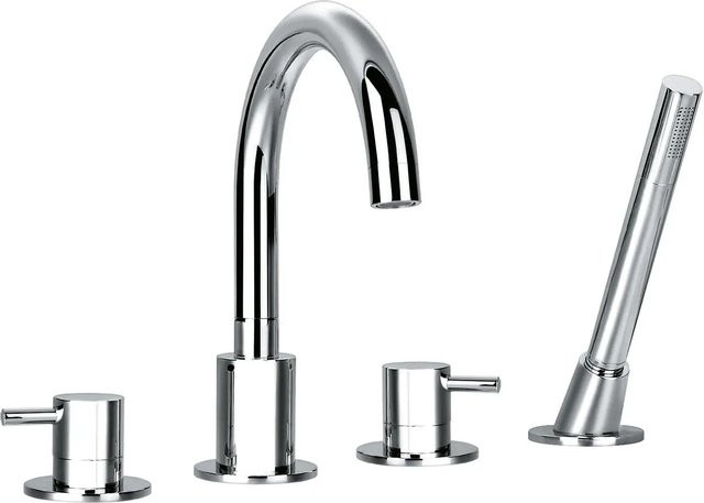 OTTOFOND Wannenrandarmatur Quatro mit zwei Griffen aus Messing in Silber - Bild 1